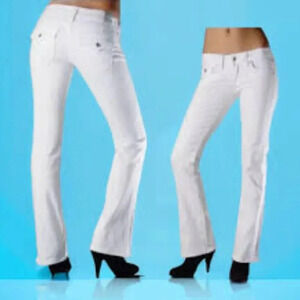 True Religion White Low Rise  Flare Distressed Jeans Y2K 30